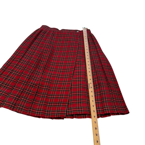Vintage Principles Red Plaid Pleated Skirt-Vintage size 12-Flap over style. - Picture 9 of 9